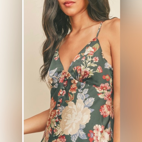 Floral print satin maxi dress - Picture 4 of 5